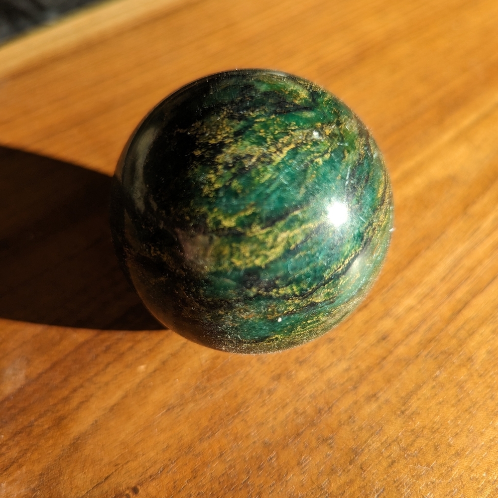 Beautiful Kambaba Jasper Sphere - Green and Black Swirled Jasper